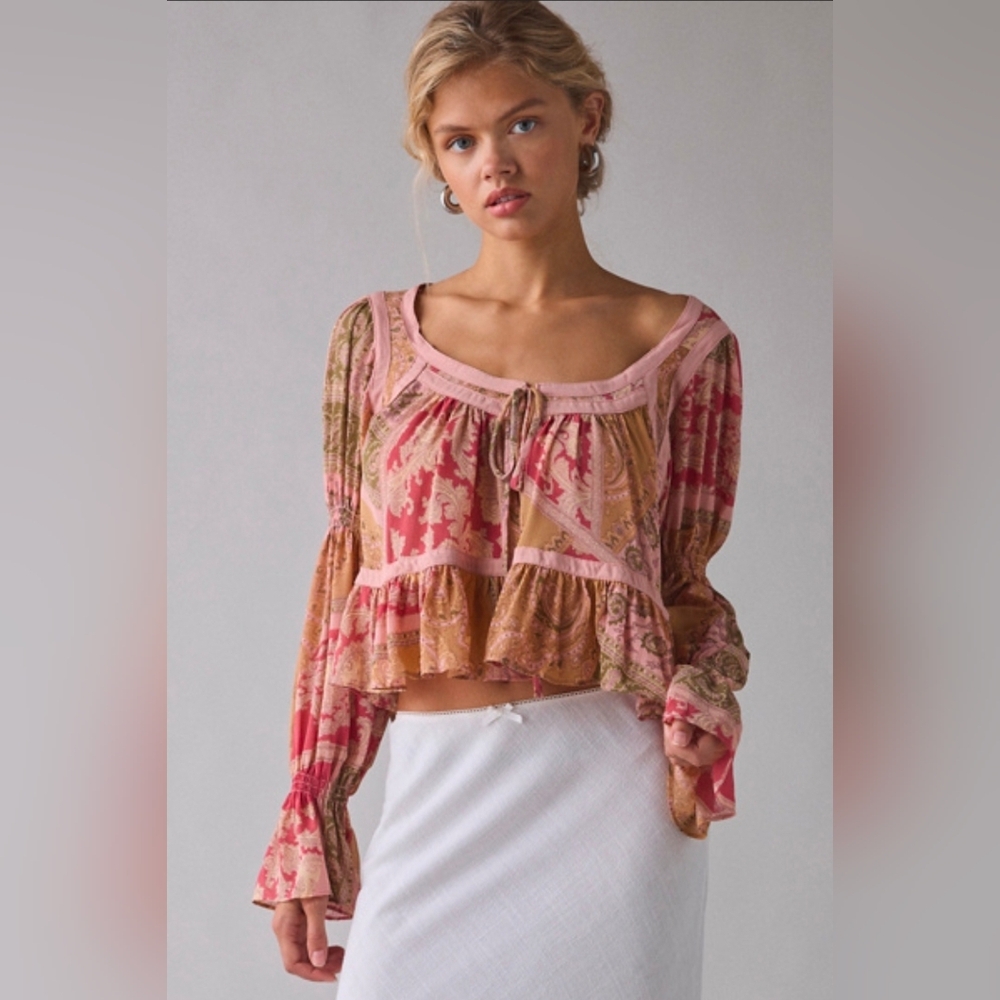 Kimchi Blue Boho Paisley Long Sleeve Blouse